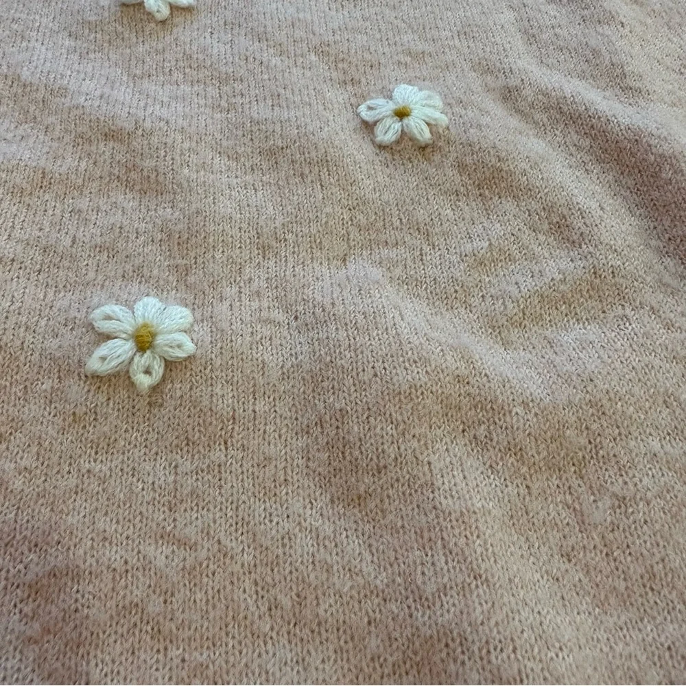 Lush Pink Daisy Embroidered Crewneck Sweater - Picture 7 of 10